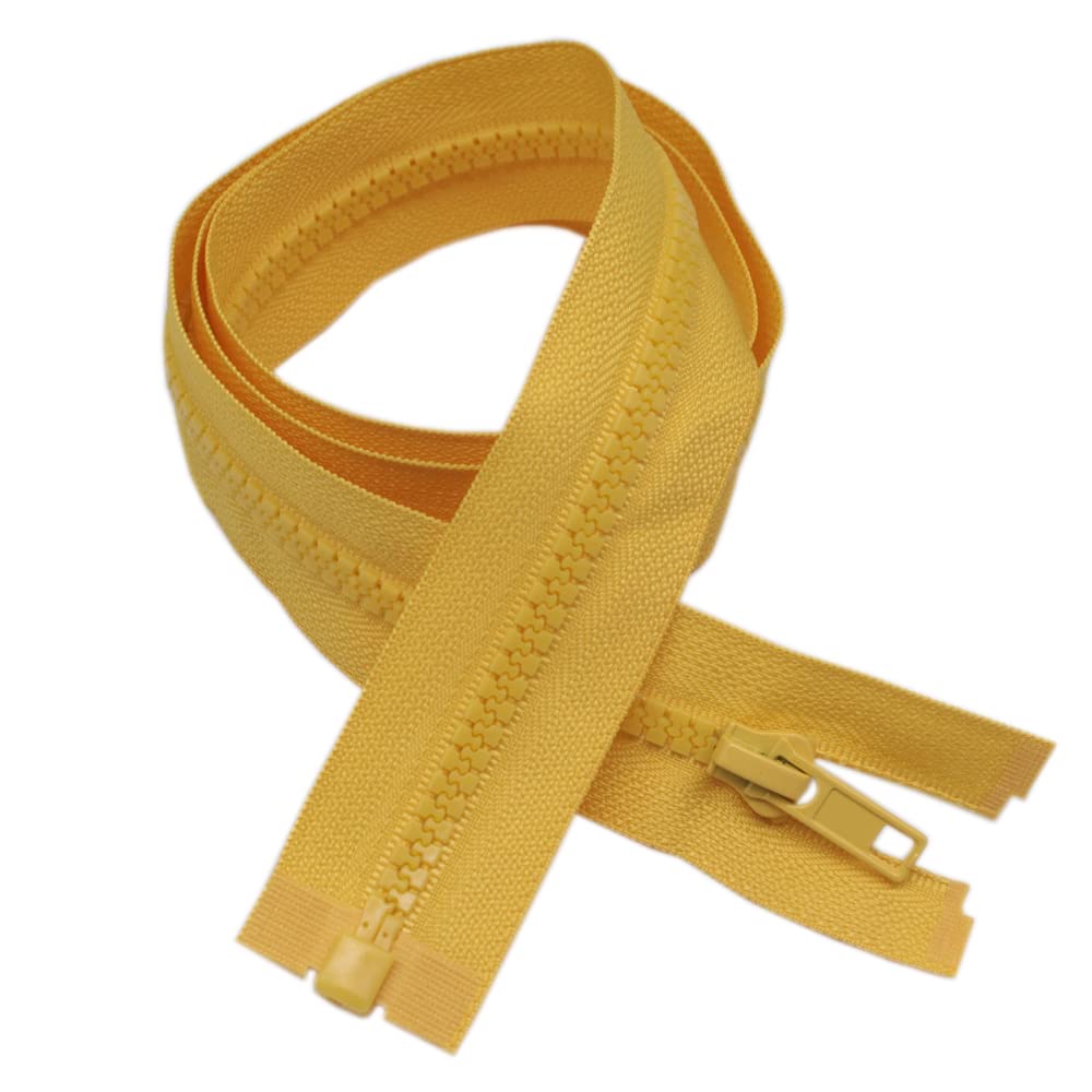 YaHoGa Pack of 2 55 cm Zip Plastic 5 mm Separable Zip for Jackets Yellow