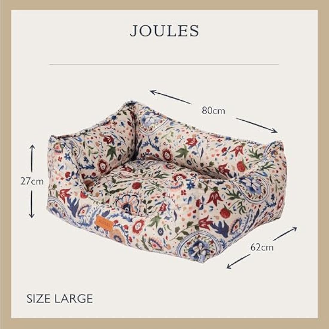 Rosewood x Joules Festival Floral Box Bed for Dogs, Large Dog Bed, Padded Sides, Non-Slip Base, Luxury Pet Bed for Large Dogs