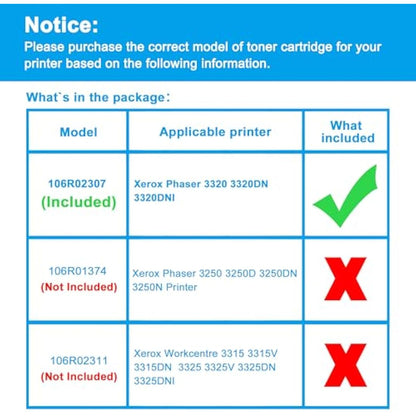 LCL Compatible Toner Cartridge Phaser 3320 106R02307 106R02305 11000 Pages Black Replacement for xerox 106R02305 Phaser 3320DNI 3320DN 3320 Printers(1 pack)