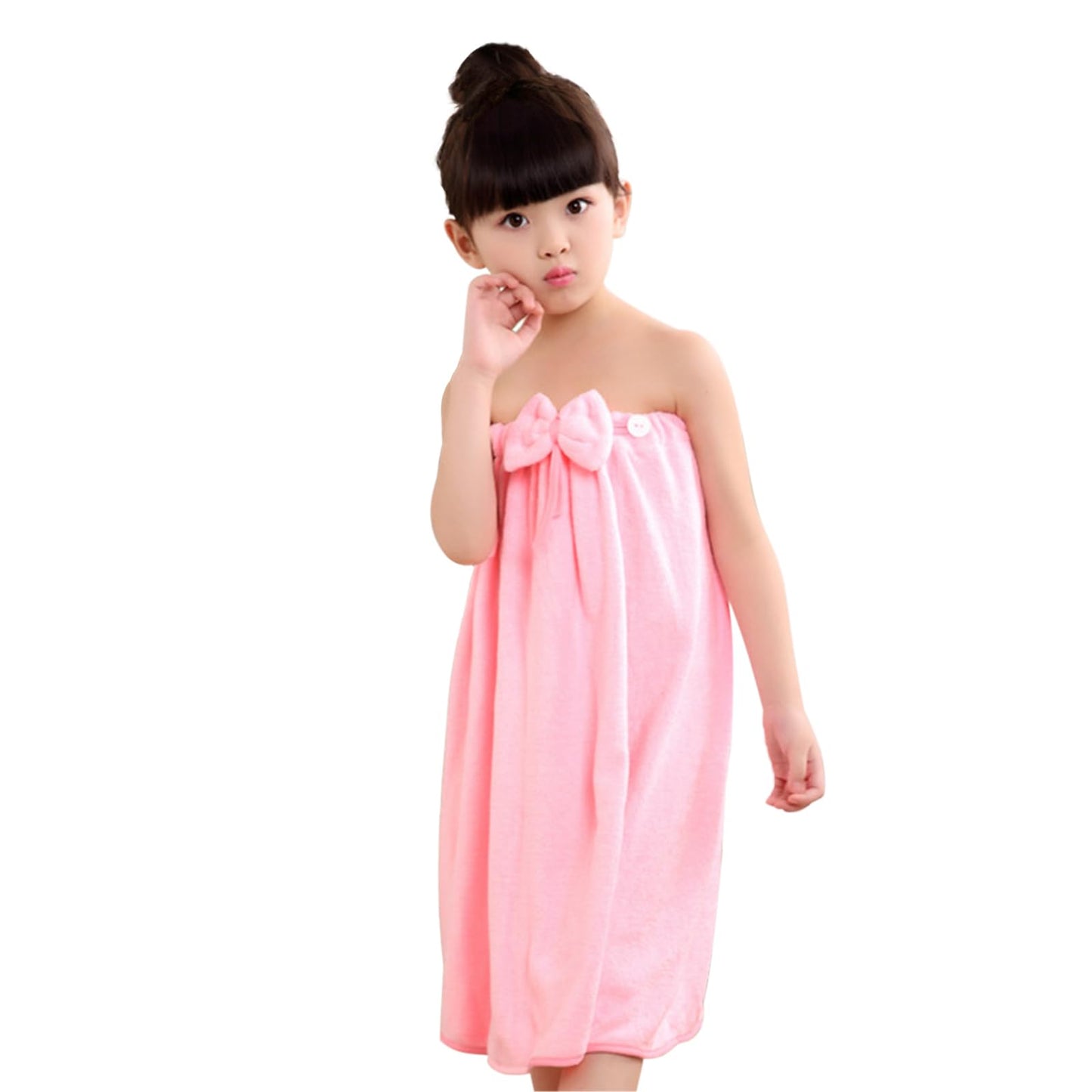 TINAYAUE Girls Bath Towel Wrap Water Absorption Soft Fleece Bath Skirt Cute Bowknot Tube Dress for Kids Student Swimming Bathing Beach Pool Shower
