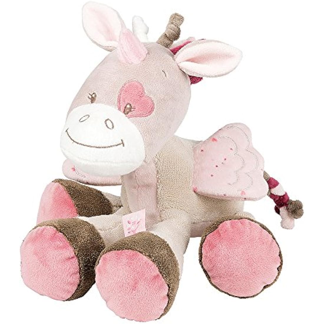 Nattou Unicorn Soft Toy, Jade, Companion from Birth, 30 cm, Nina, Jade and Lili, Beige-Pink, 987011