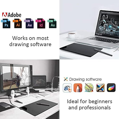 Digital Graphics Drawing Tablet, 4 Touch Keys 1 Panel, Battery-free Pen, Pad VEIKK A30 Electronic Writing Tablet for Laptop PC Mac Windows Linux
