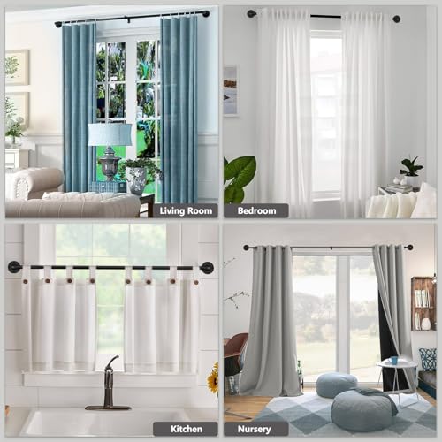 Black Curtain Poles for Eyelet Curtains, Industrial Curtain Pole Metal Extendable, Industrial Curtain Rod for Windows 67cm-122cm, Room Dividers
