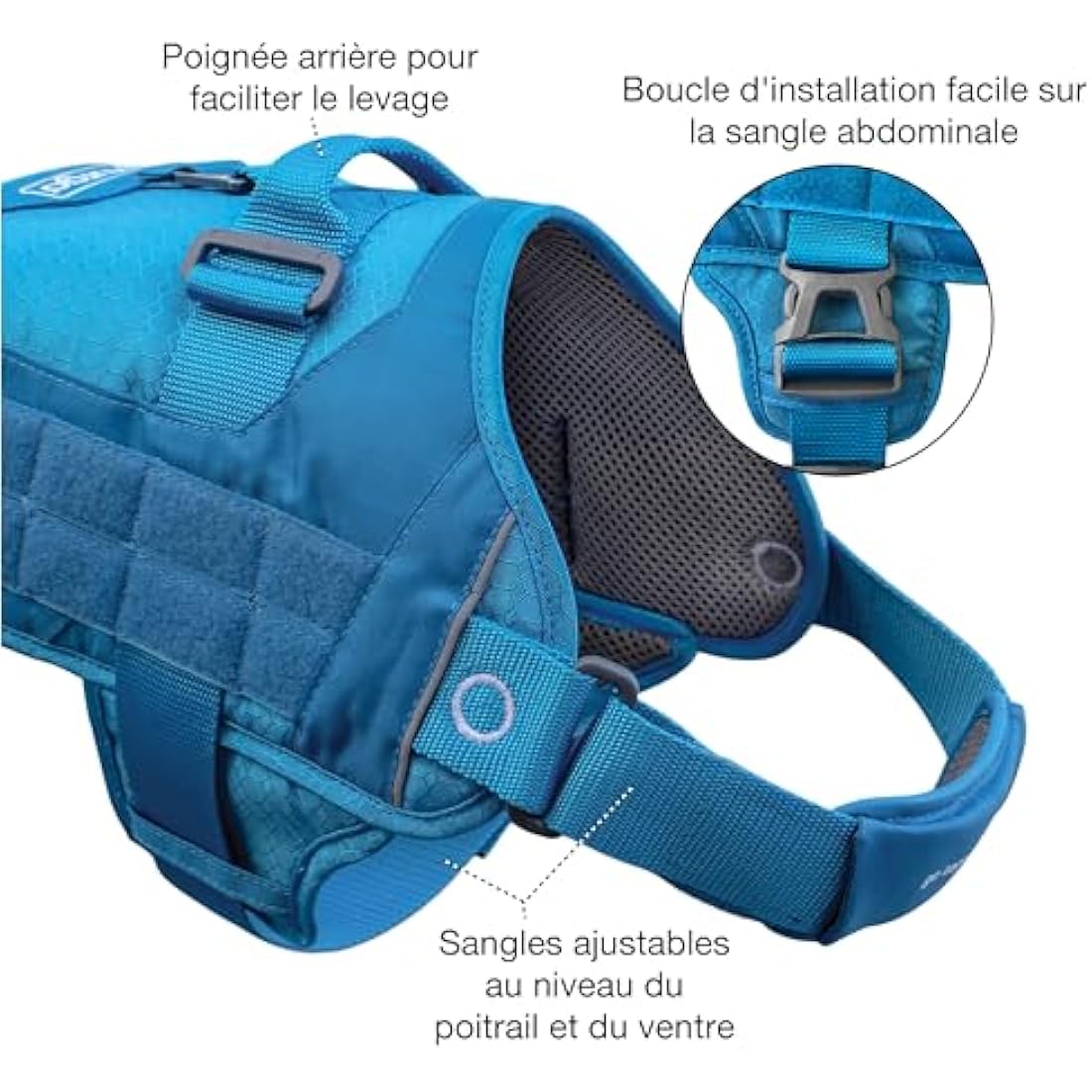 Kurgo RSG Dog Townie Harness, Easy On/Off Dog Hiking Harness, Adjustable, MOLLE Compatible, Medium-Black