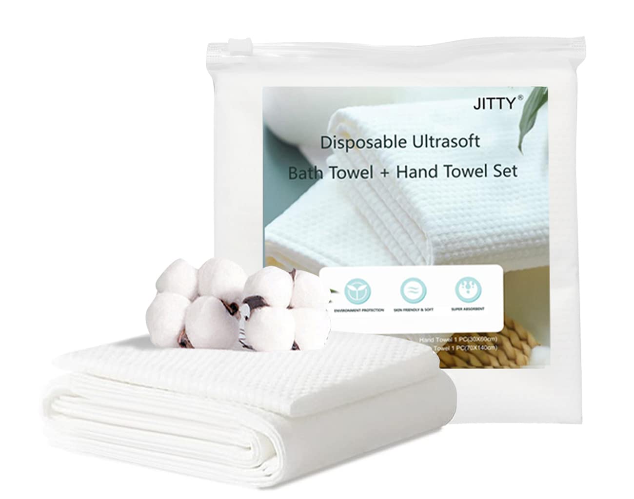 JITTY 4 Sets Disposable 1 Hand + 1 Bath Towels Set