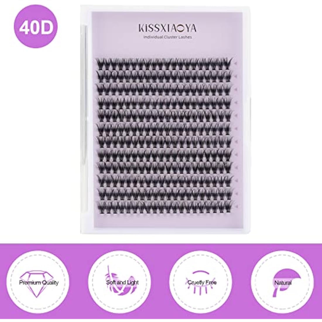 Cluster Eyelash 240pcs 40D 0.07 D Curl 9mm Cluster Eyelashes Extensions, Soft Individual Lashes Natural False Eyelashes Clusters DIY Eyelash Extension At Home (9mm, 40D-D-0.07)