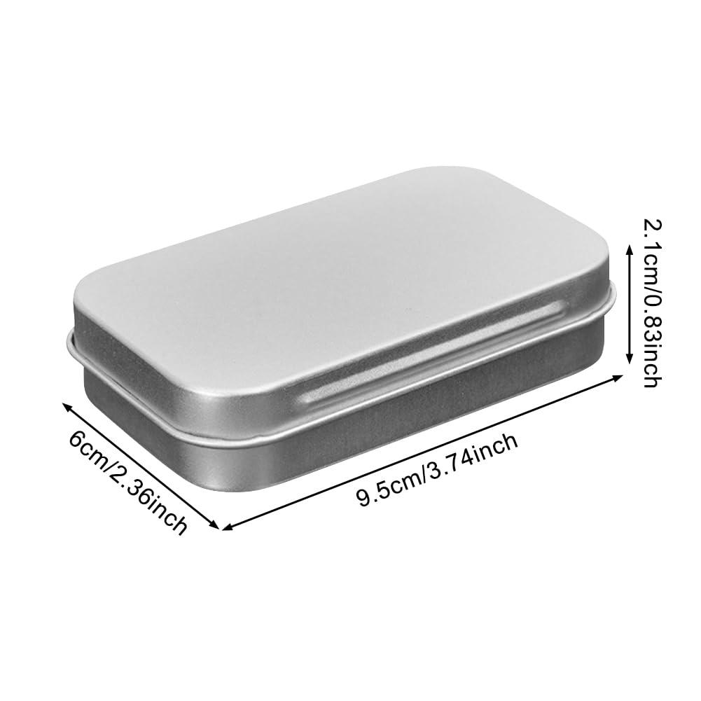Metal Rectangular Hinged Tin Container with Lids, Mini Portable Storage Box, Small Metal Box for Candies Jewelry DIY Home Organizer (Silver,3 Pcs)