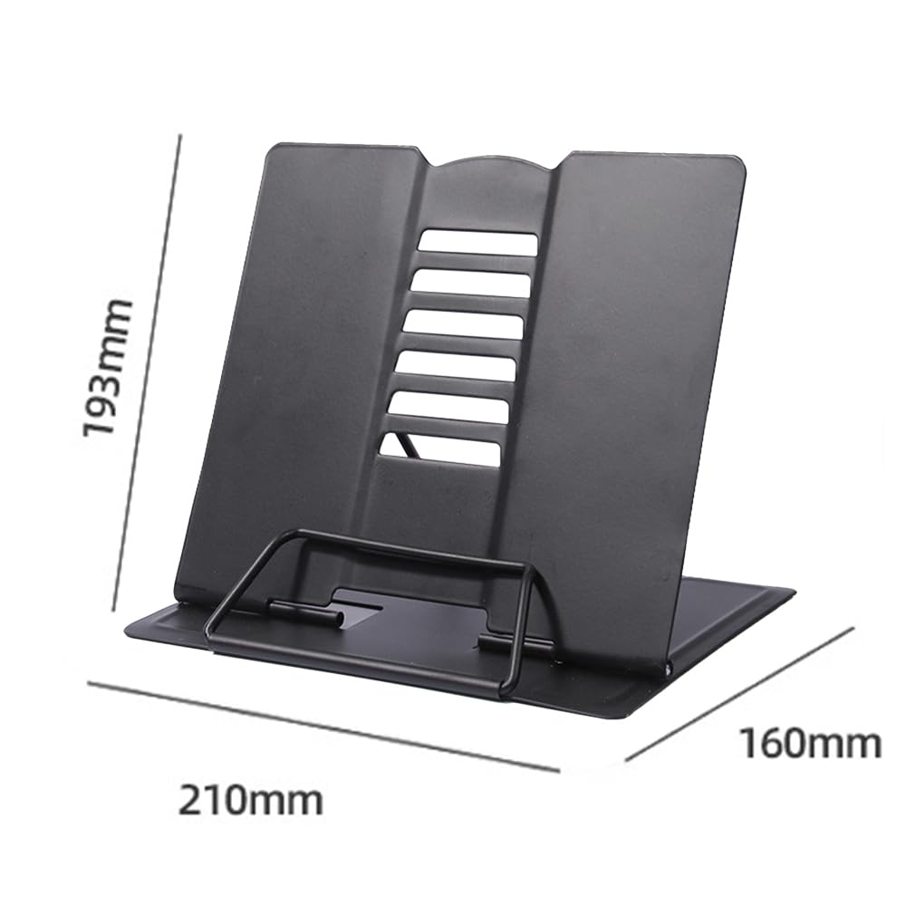 Book Stand, Multifunctional Metal Book Holder for Reading (Black)