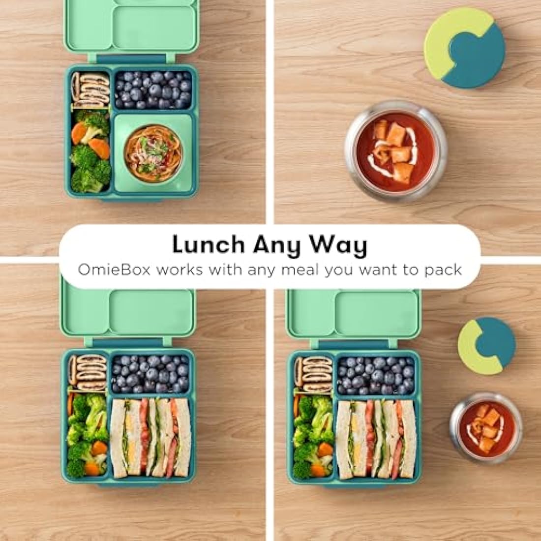 Omie B9099 OmieBox Kids Bento Lunch Box, Plastic, Meadow