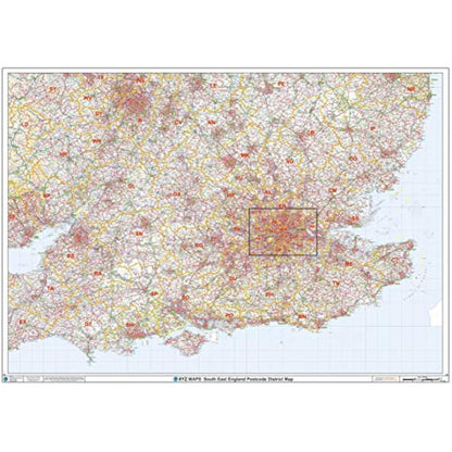 South East England Postcode District Wall Map (D2) - 47" x 33.25" Laminated