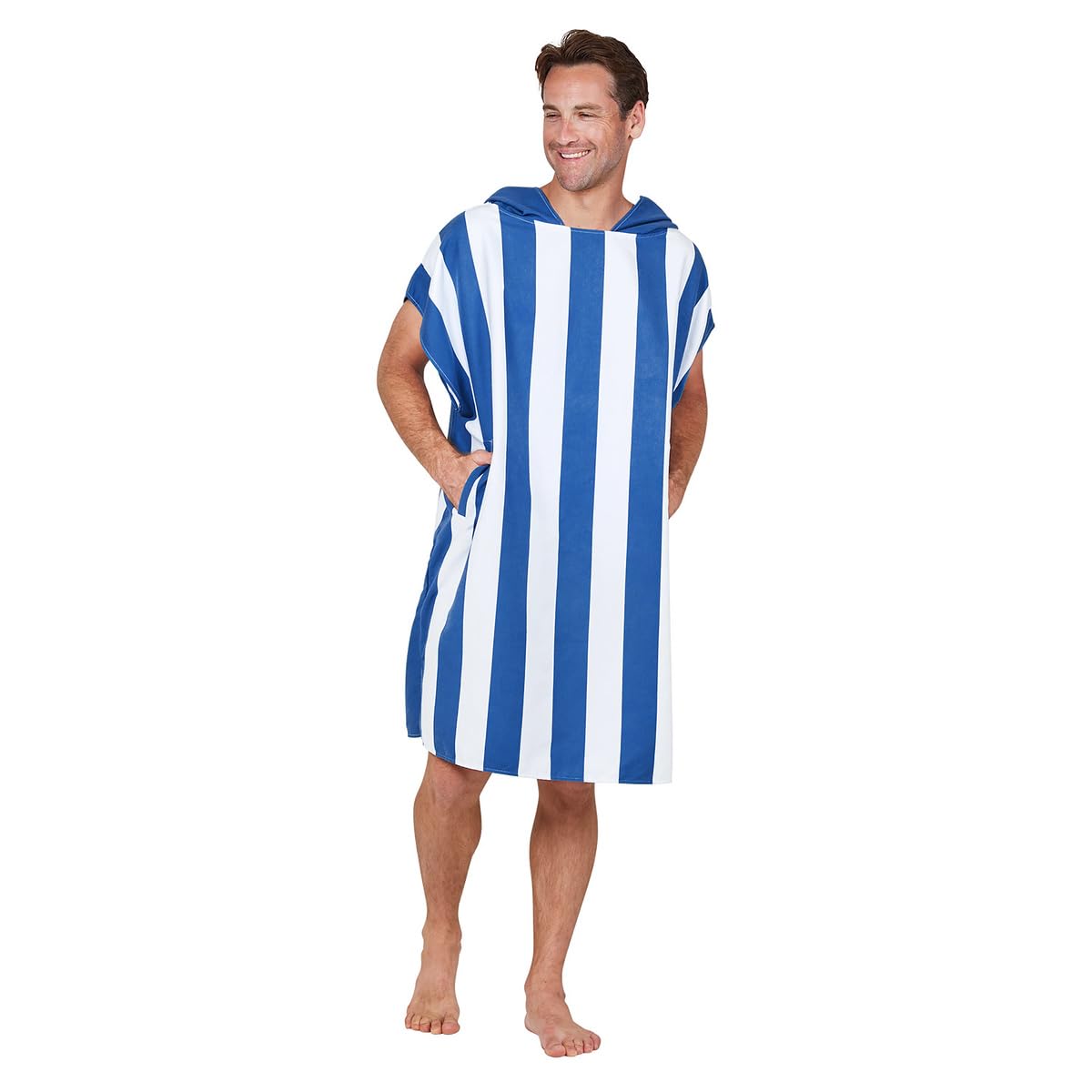 Dock & Bay Adult Beach Poncho - Hooded Towel with Deep Pockets - For Beach & Pool - Super Absorbent, Quick Dry - Cabana - Whitsunday Blue, Medium