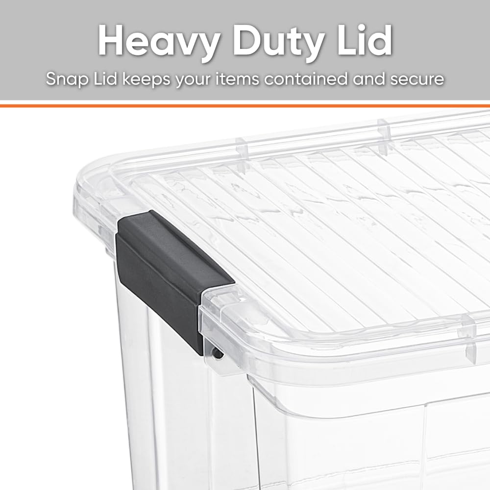Superio Clear Storage Box with Lid, 36 Quart Plastic Container Bins for Organizing, Stackable Crates, BPA Free, Non Toxic, Odor Free