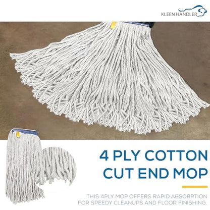 KLEEN HANDLER Cotton Mop Head Replacement | 3.1 cm Universal Headband Wet Mop Refill, Natural, 450 g