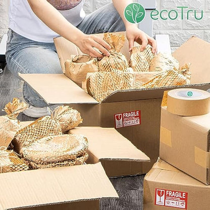 ecoTru UK Honeycomb Packing Paper 36cm x 50m, British Brand Bubble Wrap for Moving House Eco Alternative, Small Business Packaging for Shipping Wrapping & Void Fill, Recyclable & Biodegradable