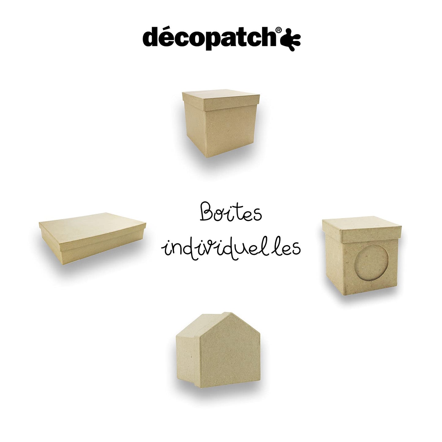 Décopatch Mache Tall Square Box, 16x16x14cm, Brown