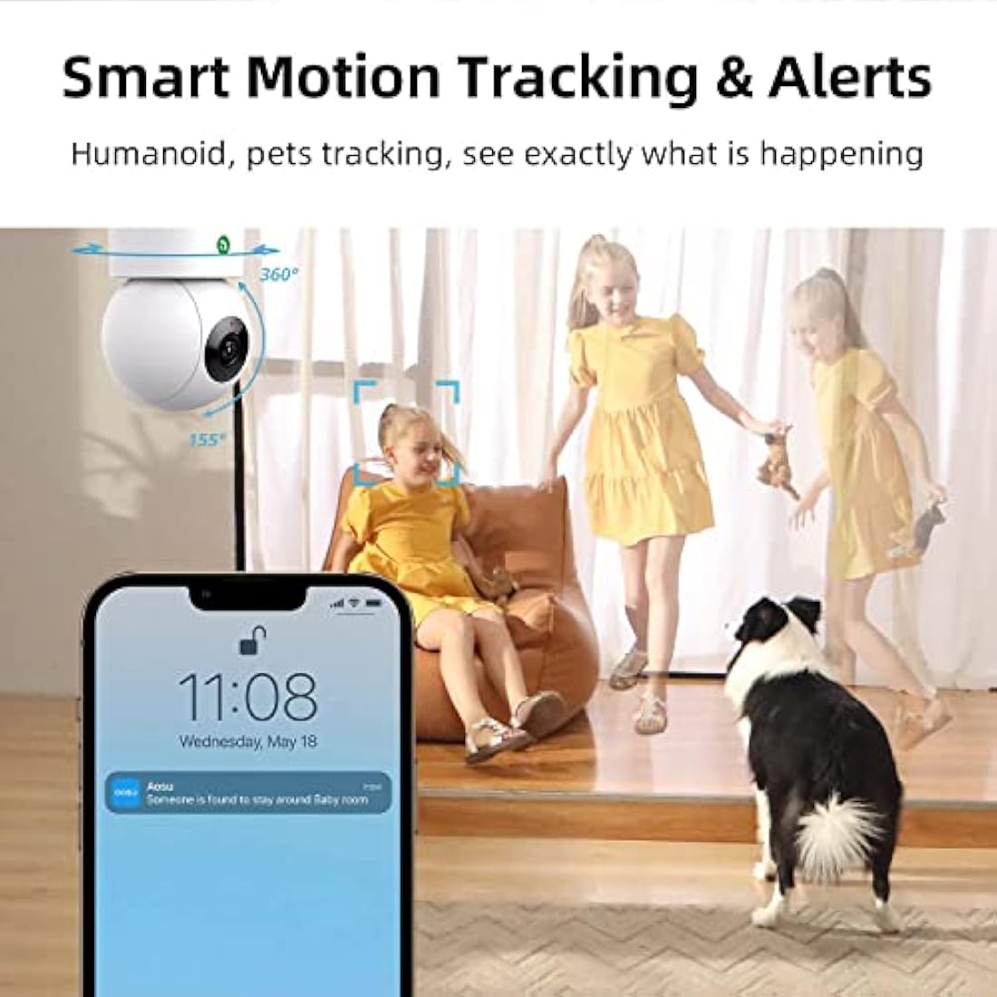 AOSU 2.5K Indoor Cameras 2 Pack – 5Ghz WiFi Plug-In Nanny Cam for Baby & Pets, Motion, Night Vision, Two-Way Audio
