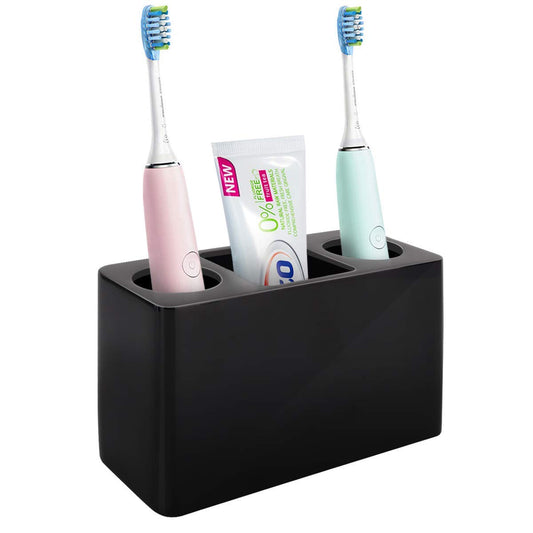 Luxspire Toothbrush Holder, 3 Slots Large Electric Toothbrush Toothpaste Stand, 14x6.5x9.5 cm Resin Decorative Dental Storage for Bathroom Accessories
