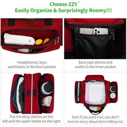 Sport Holdall Duffle Bag Gym Duffle Bag with Shoulder Strap Overnight Weekender Bag for Men and Women (Red, 40L)