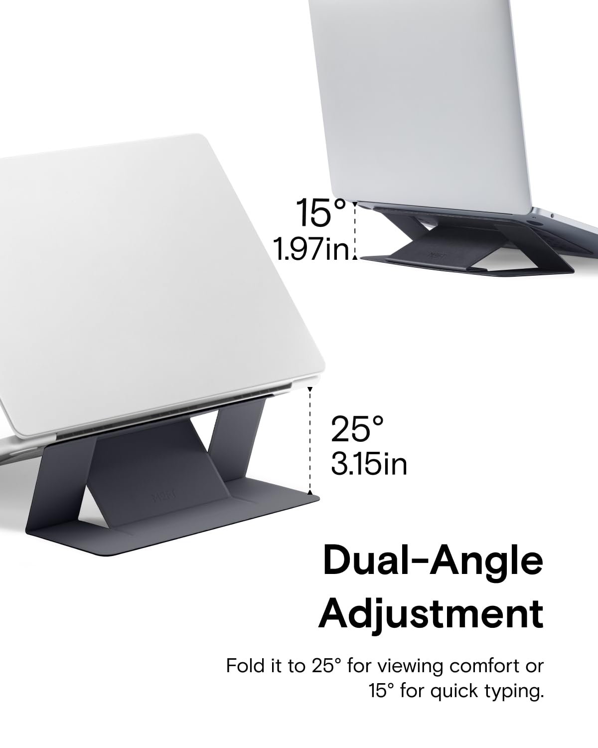 MOFT Laptop Stand for Desk, Adhesive Laptop Stand with 2 Adjustable Viewing Angles, Foldable and Portable Computer Stand Compatible with MacBook Air