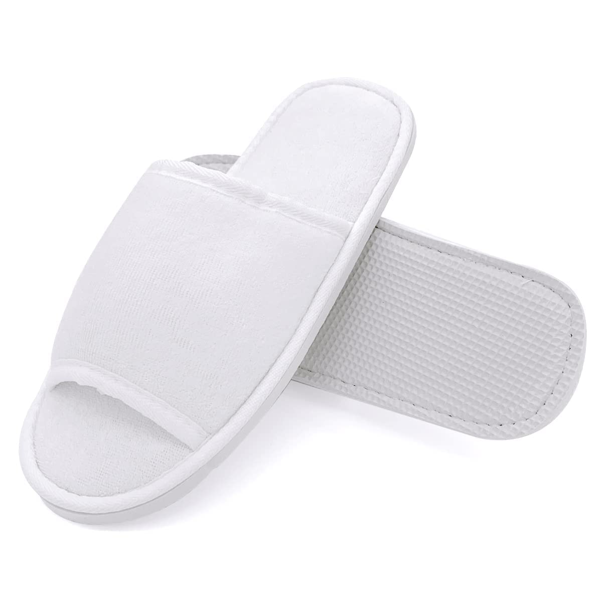 JOMIX Unisex Soft Comfy Ultra Light Sponge Slippers Set Guest Visit Hotel SPA Travel Non-Disposable Slippers Set MD3762 ( 02 White 2 pairs, 8 )