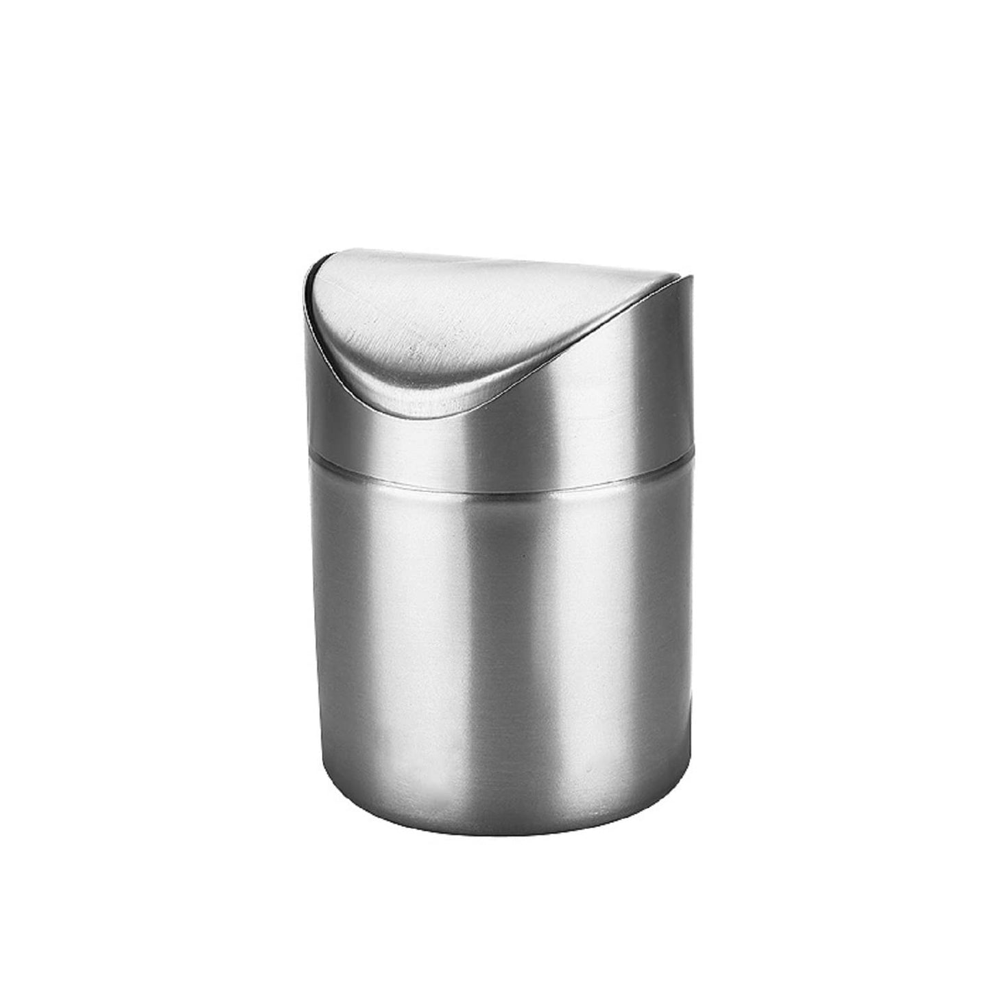 ETRAVEL Mini Desktop Bin with Lid, Brushed Stainless Steel Swing Bin, Nappy Bin Small Desk Indoor Dust bins Car Bathroom Kitchen Waste Containers
