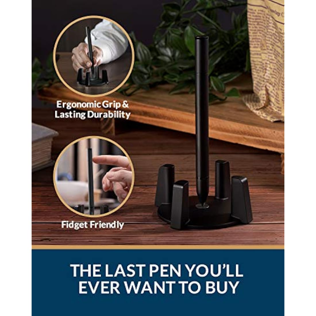 novium Hoverpen - Luxury Pen for Men & Women, Vertically Standing Executive Ballpoint Pen with Top Grade Free-Flowing Ink & Refill, Unique Gifts for Men, Cool Desk Decorations, office decor for Men