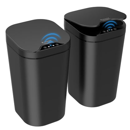Kssvzz 2 Pack Sensor Bins with Lid, 2.5 Gallon/10 L Bathroom Electric Bin, Slim Smart Trash Can, Narrow Waterproof Automatic Bin for Bedroom, Living