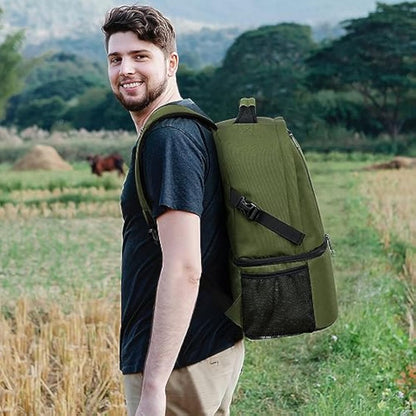 TUGUAN Insulated Cooler Backpack 28L Leakproof Cool Bag Rucksack Double Deck Bottom Thermal Compartment Picnic Backpack for Lunch, Beach, Camping