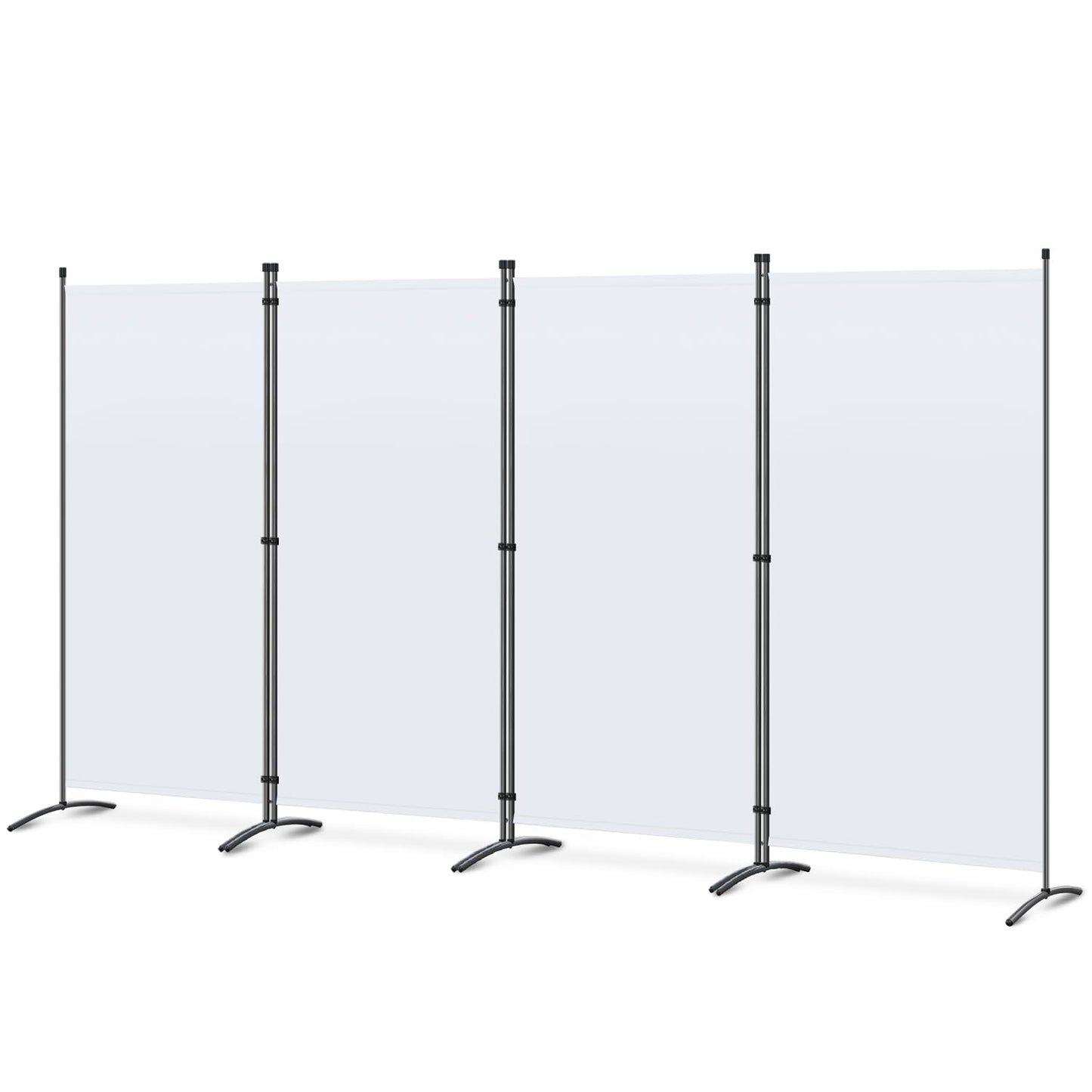 Angel Living 4 Panels Folding Room Divider | Privacy Screen with Polyester Fabric & Sturdy Iron Frame | Freestanding Partition for Office, Bedroom