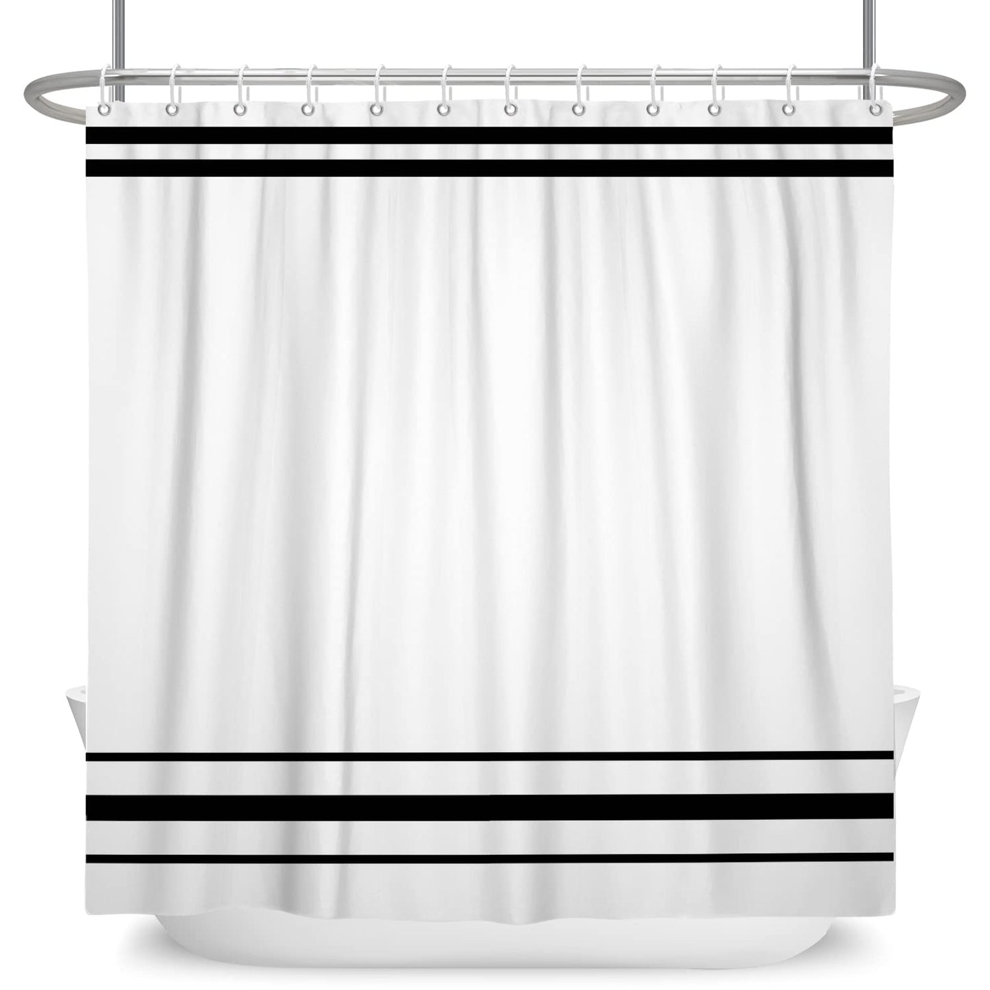 SDOTPMT 120x180cm Black and White Shower Curtain Modern Classic Black Striped Bath Curtain Rustic Farmhouse Minimalism Bathtub Curtain for Bathroom