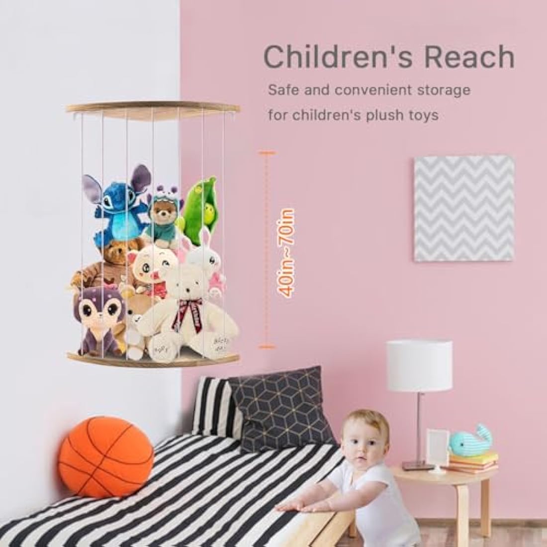 Stuffed Animal Storage, Corner Soft Toy Storage, Wood Toy Shelves for Kids Bedroom, Toddler Play Room, Plush Toy, Wooden Plushies Organizer for Teddy
