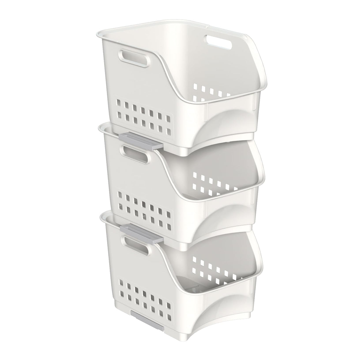 Yesdate 3 Pack Stackable Storage Drawers, Plastic Closet Organiser Baskets