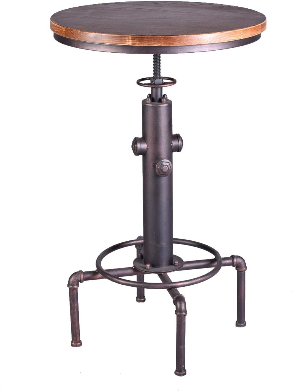 Topower Industrial Bar Table 31.5-41.3" Adjustable Pub Table Kitchen Dining Coffee Bistro Table Copper