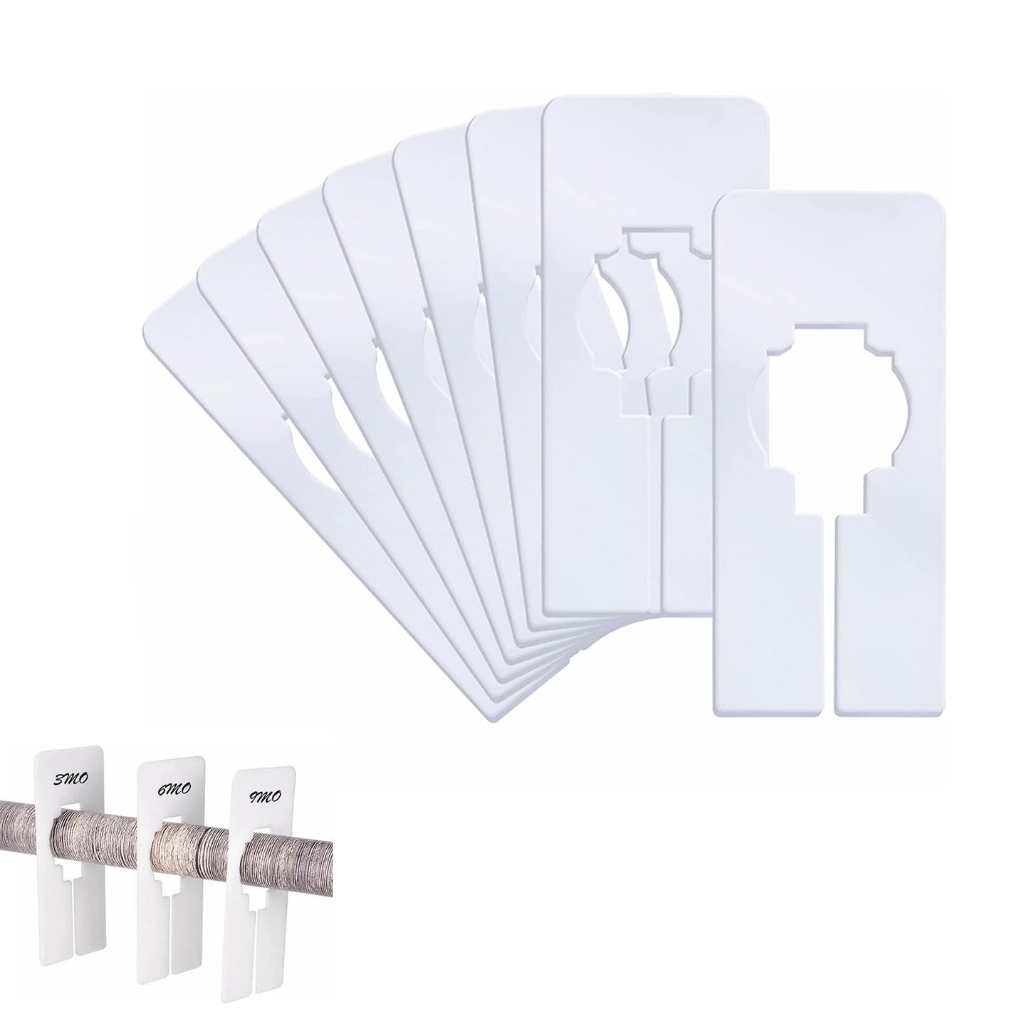 8 PCS Closet Rack Dividers, Clothes Hanger Divider, White Rectangular Clothing Rack Size Dividers