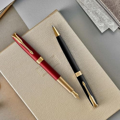 Parker Sonnet Ballpoint Pen | Matte Black Lacquer with Palladium Trim | Medium Point Black Ink | Gift Box