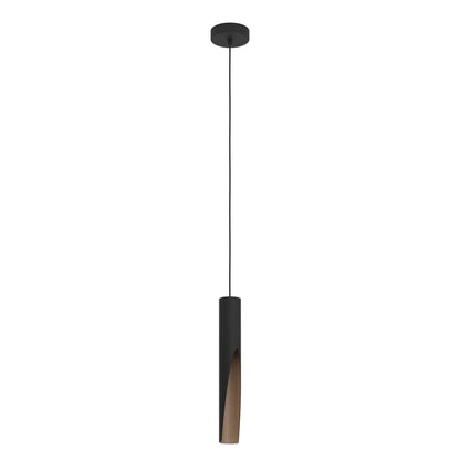 Eglo LED Pendant Lighting Barbotto, Hanging lamp with indirect Lighting, Metal Ceiling Light Fixture in Black and Wood Look, GU10 Bulb, Warm White,