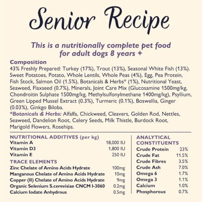 Lily’s Kitchen Made with natural Ingredients Senior Dry Dog Food Turkey & Trout Complete Nutrition 7kg Bag