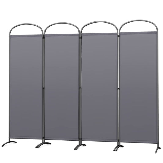 Angel Living Paravent 4 Panels Room Divider Protective Screen Wall Room Partition for Offices, Balcony, Bedroom, Outdoor Garden 224 x 182 cm Grey
