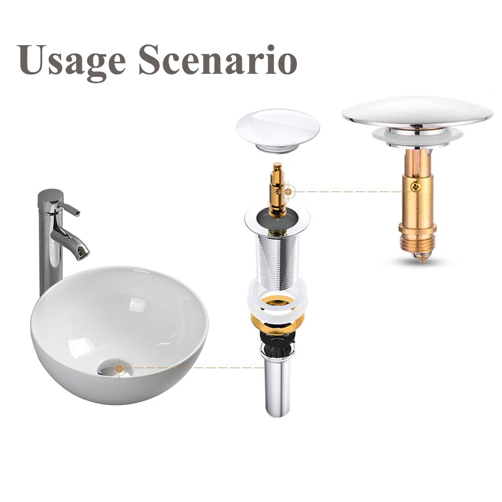 Pop Up Click Clack Sprung Plug Stopper,Bathroom Basin Sink Drain Plug Stopper,Waste Push Button Brass Slotted Plug for Washbasin Bathroom 1pcs