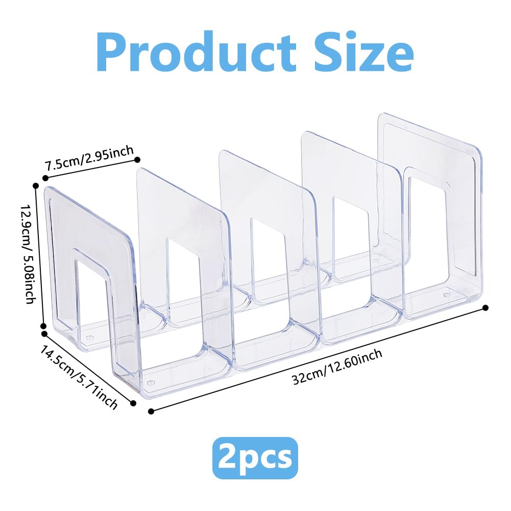 DICOSMETIC 2Pcs 4 Girds Clear Small Shoe Rack Plastic Shoes Holder 12.6x5.7x5.08 Inch Shoes Display Organizer Stackable Shoe Storage Shelf for Home
