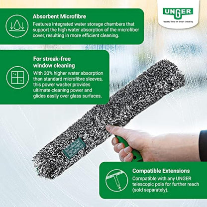 Unger ErgoTec Power Washer (Width 45 cm, Microfibre Cover 100% Polyester, 2-Component Handle, Cover with Velcro Fastener for Streak Windows) BC450, Black