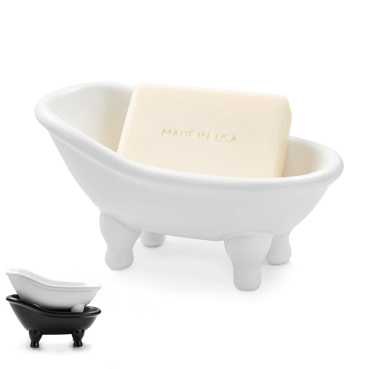 1piece 5.6" White Ceramic Mini Bathtub Soap Dish Small Planter Makeup Organizer Container Hamster BathtubWhite