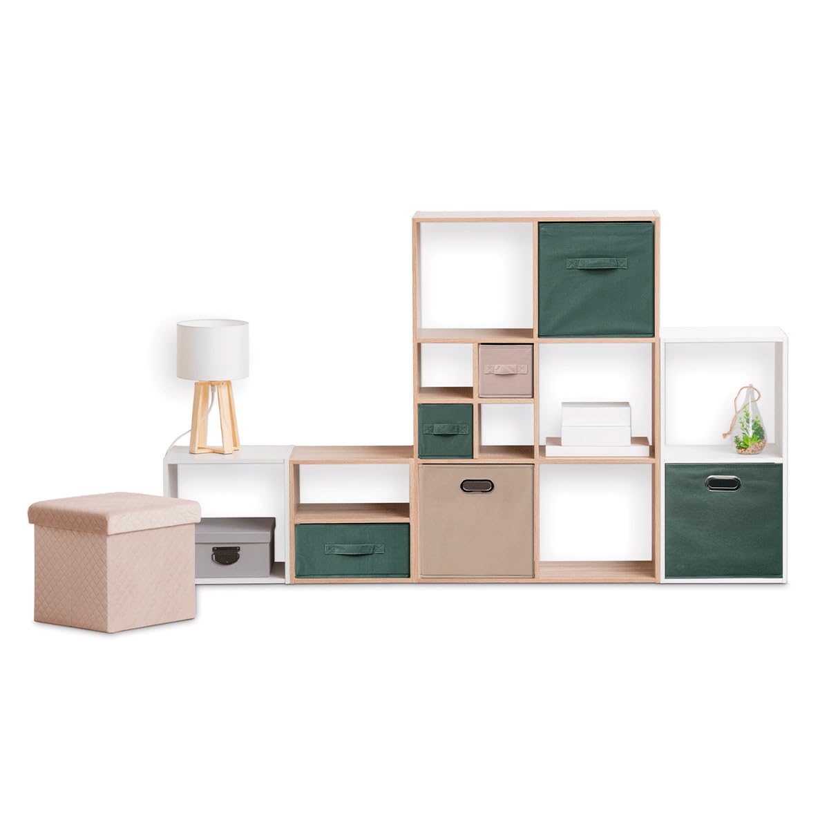 Five Storage Box Linen Beige 31 x 31 x 15 cm