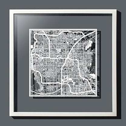 Las Vegas Paper Cut Map White 12×12 inches Paper Art