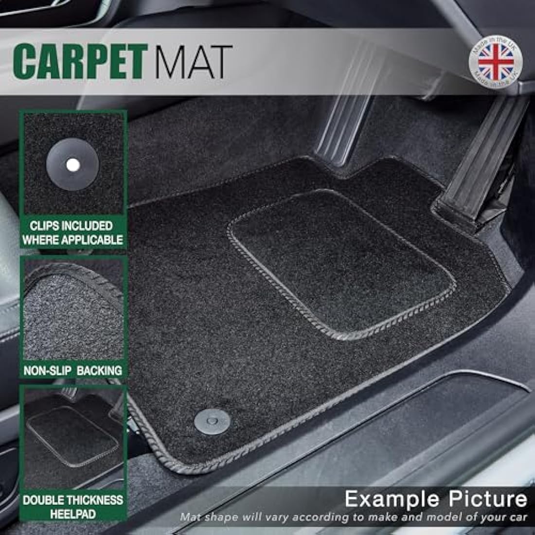 GCM - Car Floor Mats for Hyundai Tucson 2021 to Present (Also for Electric & Hybrid) Full Floor Protection-Anti Slip & Fit Mat with Clips Easy Clean Car Carpet All-Weather - Red Edging, Carpet