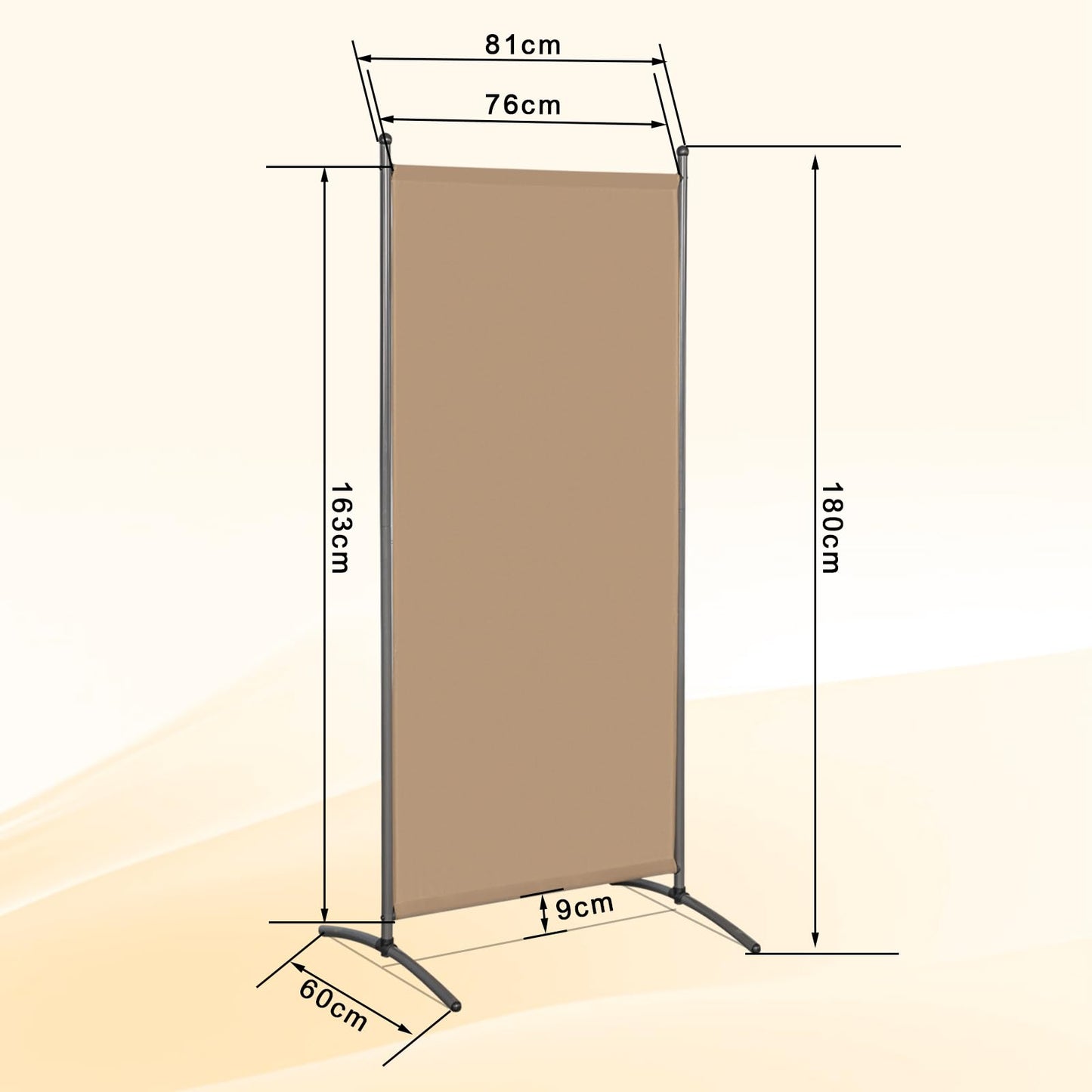 Angel Living 1 Panel Room Divider, Privacy Screen Composed of Polyester Fabric and Sturdy Iron Frame