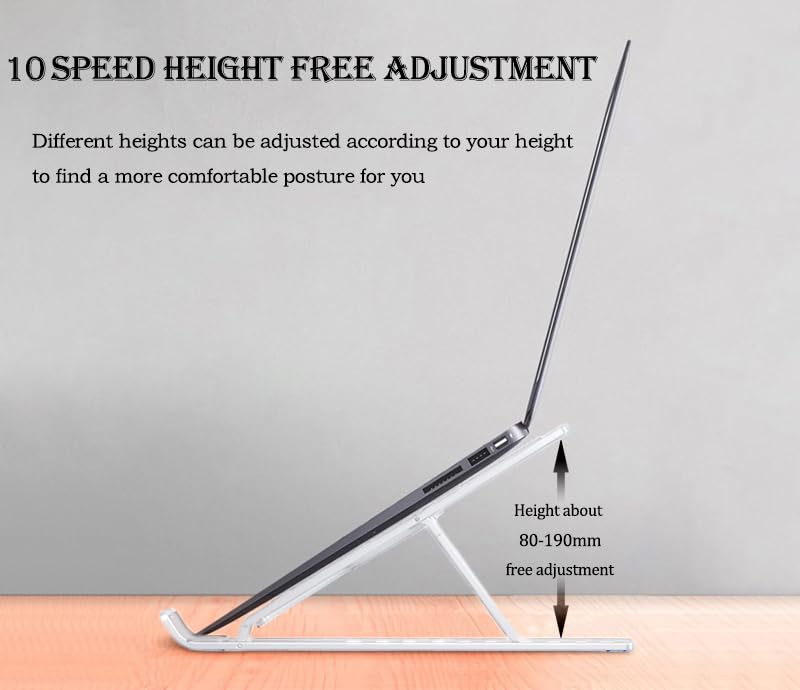 Fit4Less Foldable Laptop Stand, adjustable Height,Ergonomic Computer Stand, astic white color for Various Laptops no more than 16''