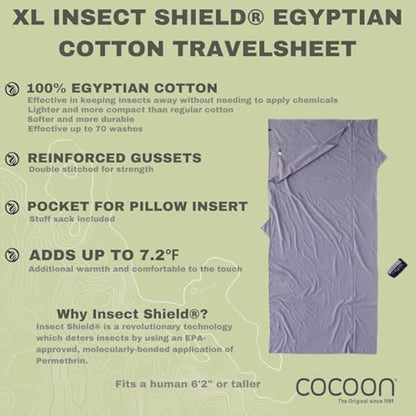 Cocoon TravelSheet Insect Shield Egyptian Cotton
