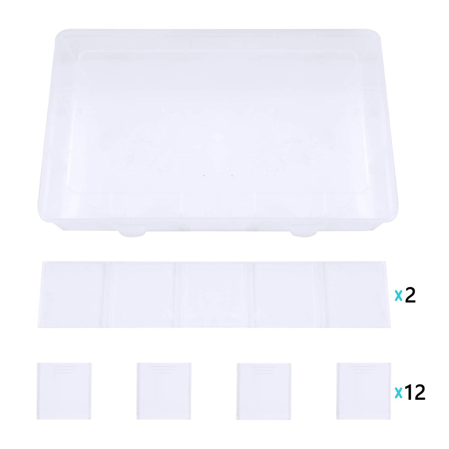 Gospire 15 Large Grids Clear Plastic Jewelry Box Organizer Storage Container with Removable Dividers (15 Grids - Clear)