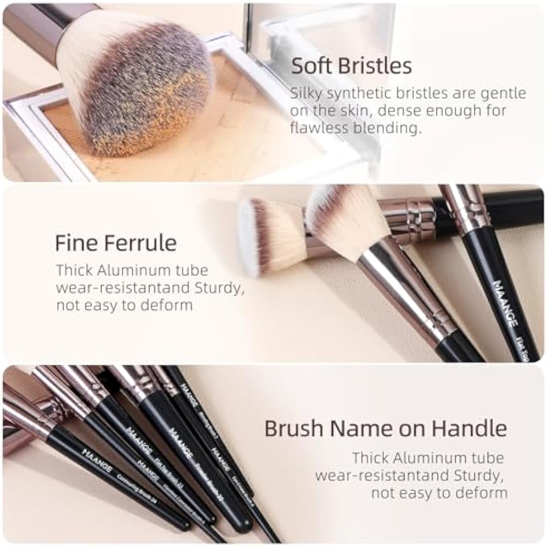 MAANGE Makeup Brushes, 51 Pcs Makeup Tool Set Multi-functional Makeup Brush Set Foundation Powder Blush Concealers Eyeshadows Make up Brushes(Black Gold)